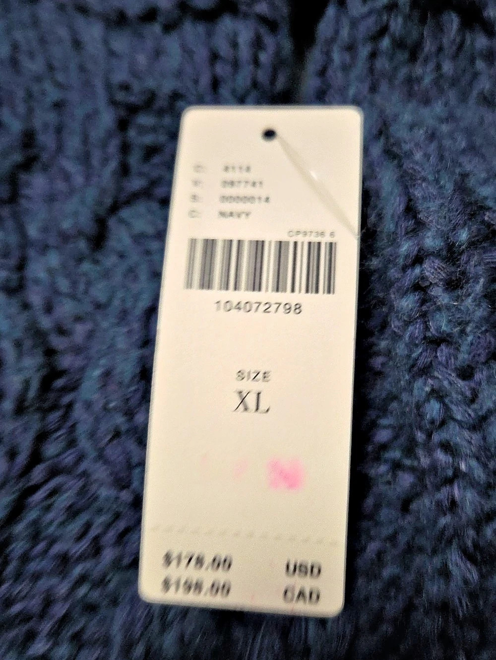 PILCRO Collared Cable-Knit Cardigan Sweater Blue & Cream XL - Picture 3 of 8